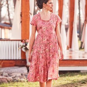 April Cornell Cherie Dress (pink floral w/ties)